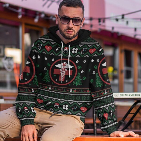 Gearhuman 3D Ugly Nurse Christmas Sweaters Custom Hoodie Apparel GW141018 3D Apparel 