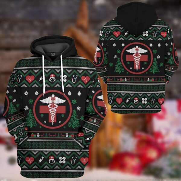 Gearhuman 3D Ugly Nurse Christmas Sweaters Custom Hoodie Apparel GW141018 3D Apparel 