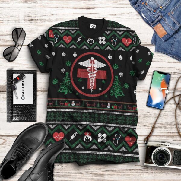 Gearhuman 3D Ugly Nurse Christmas Sweaters Custom Tshirt Apparel GW141018 3D T-shirt 