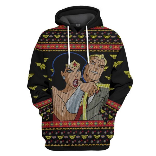 Gearhuman 3D Ugly Woder woman Yelling At Cheetah Custom Hoodie Apparel GL25082 3D Custom Fleece Hoodies Hoodie S 