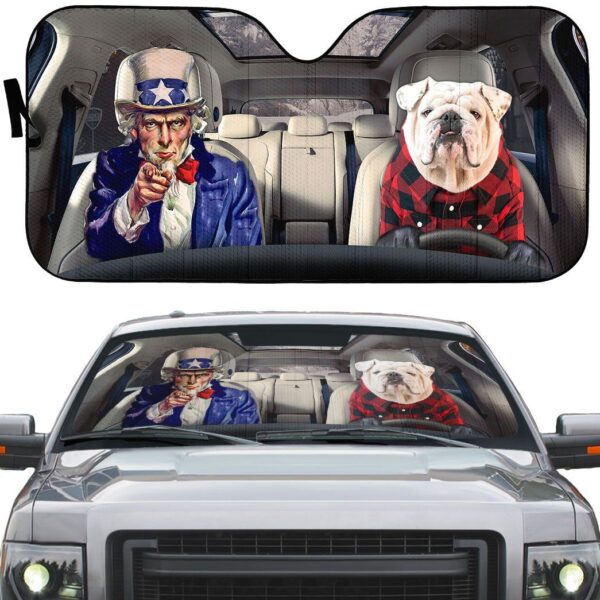 Gearhuman 3D Uncle Sam And Bulldog Custom Car Auto Sunshade GV010913 Auto Sunshade