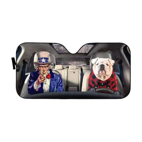 Gearhuman 3D Uncle Sam And Bulldog Custom Car Auto Sunshade GV010913 Auto Sunshade 57''x27.5'' 