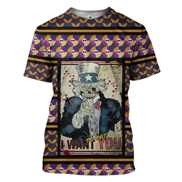 Gearhuman 3D Uncle Sam Halloween I Want Your Brains Ugly Sweater Custom Tshirt Apparel GV01099 3D T-shirt T-Shirt S 