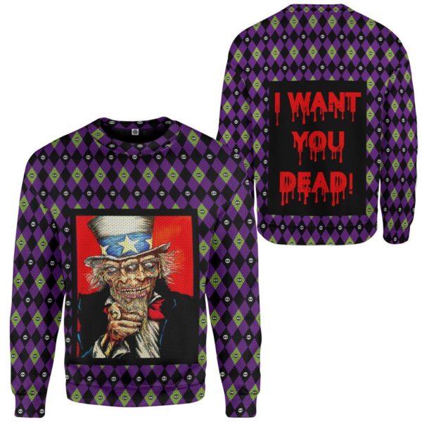 Gearhuman 3D Uncle Sam Zombie Halloween Ugly Sweater Custom Sweatshirt Apparel GV01097 Sweatshirt