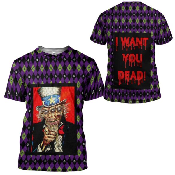 Gearhuman 3D Uncle Sam Zombie Halloween Ugly Sweater Custom Tshirt Apparel GV01097 3D T-shirt