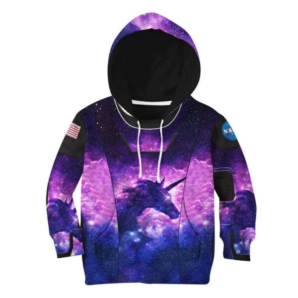Gearhuman 3D Unicorn Nasa Custom Kid Hoodie Apparel GL17063 Kid 3D Apparel Kid Zip Hoodie 2XS