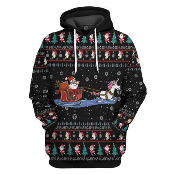 Gearhuman 3D Unicorn Santa Ugly Christmas Sweater Custom Hoodie Apparel GV07107 3D Apparel Hoodie S 
