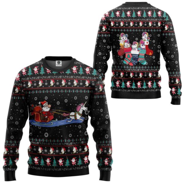 Gearhuman 3D Unicorn Santa Ugly Christmas Sweater Custom Sweatshirt Apparel GV07107 Sweatshirt