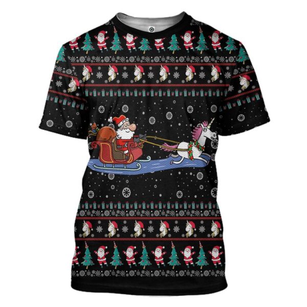 Gearhuman 3D Unicorn Santa Ugly Christmas Sweater Custom Tshirt Apparel GV07107 3D T-shirt T-Shirt S 