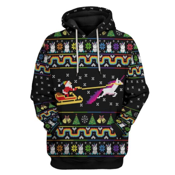 Gearhuman 3D Unicorn Xmas Ugly Christmas Sweater Custom Hoodie Apparel GV07106 3D Apparel Hoodie S 