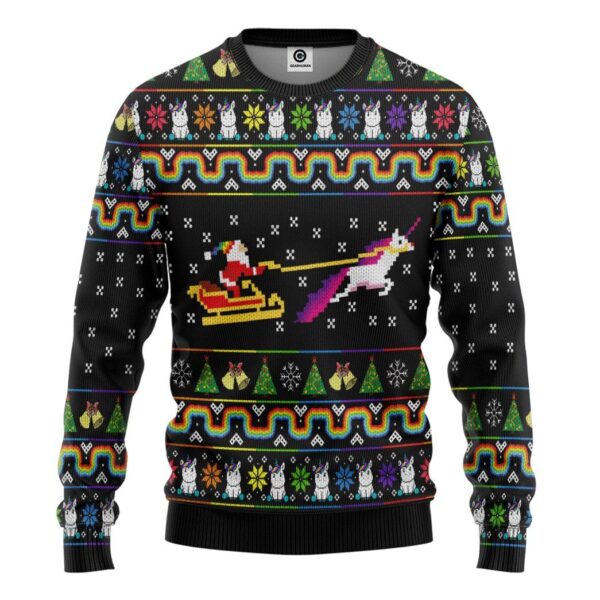 Gearhuman 3D Unicorn Xmas Ugly Christmas Sweater Custom Sweatshirt Apparel GV07106 Sweatshirt Sweatshirt S 