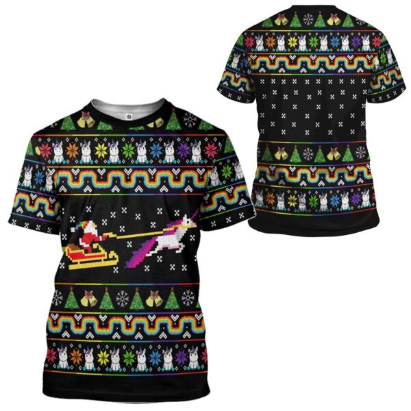 Gearhuman 3D Unicorn Xmas Ugly Christmas Sweater Custom Tshirt Apparel GV07106 3D T-shirt