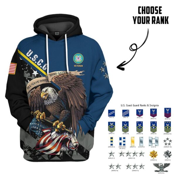 Gearhuman 3D United States Coast Guard Veteran Custom Rank Tshirt Hoodie Apparel GVC261019 3D Apparel Hoodie S