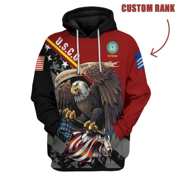 Gearhuman 3D United States Coast Guard Veteran Red Custom Rank Tshirt Hoodie Apparel GVC261020 3D Apparel 