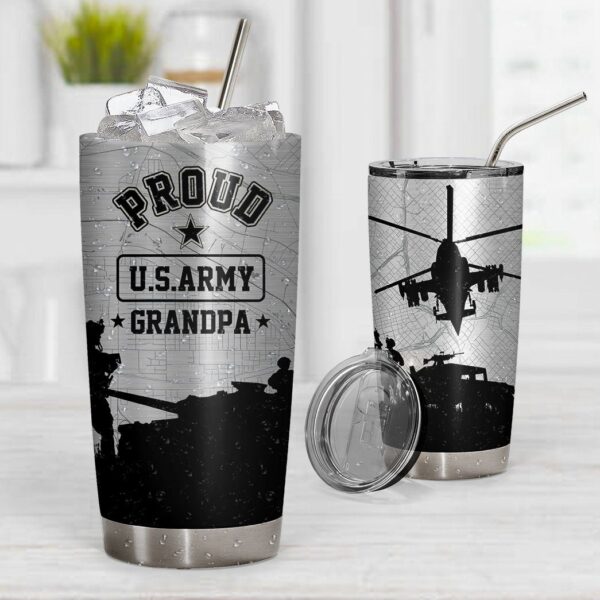 Gearhuman 3D US Army Custom Design Vacuum Insulated Tumbler GH26101 Glitter Tumbler Grandpa 20oz 