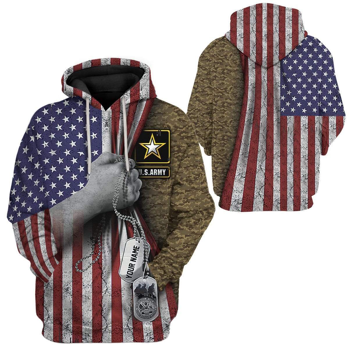 Gearhuman 3D US Army Custom Name T-Shirts Hoodies Apparel HD-DT0502206 3D Custom Fleece Hoodies