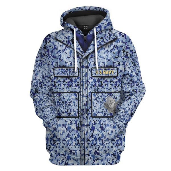 Gearhuman 3D US Navy Uniform Tshirt Hoodie Apparel GK081213 3D Apparel Zip Hoodie S 