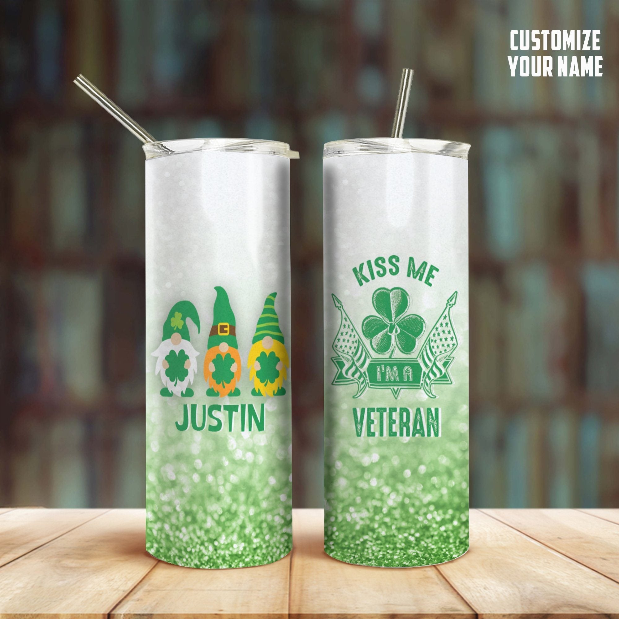 Gearhuman 3D Veteran St Patrick Day Custom Name Tumbler GB19026 Tumbler