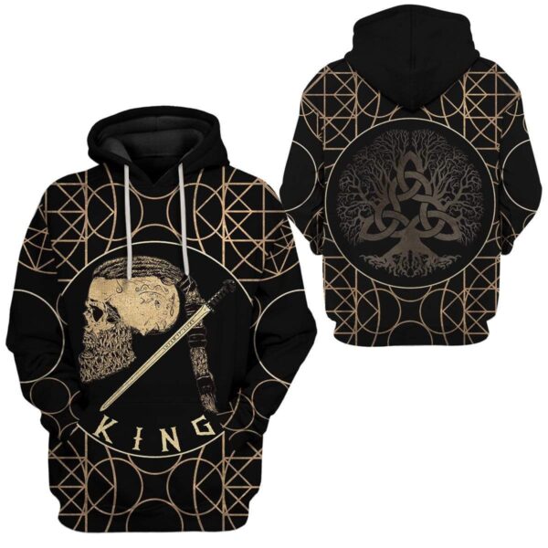 Gearhuman 3D Viking King Ragnar Custom Fleece Hoodies Apparel GA09035 3D Custom Fleece Hoodies 
