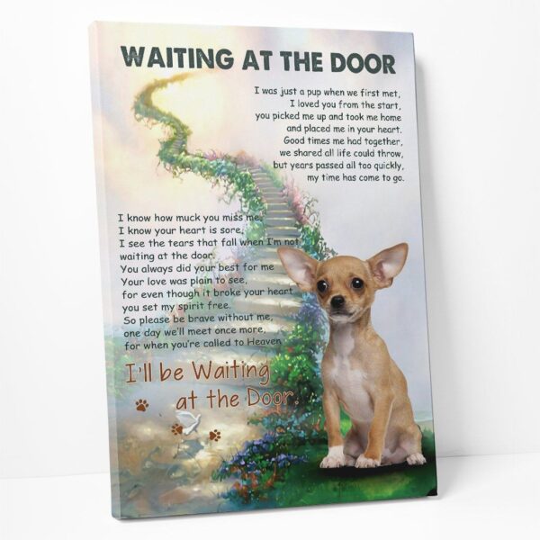 Gearhuman 3D Waiting At The Door Chihuahua Canvas GK02023 Canvas