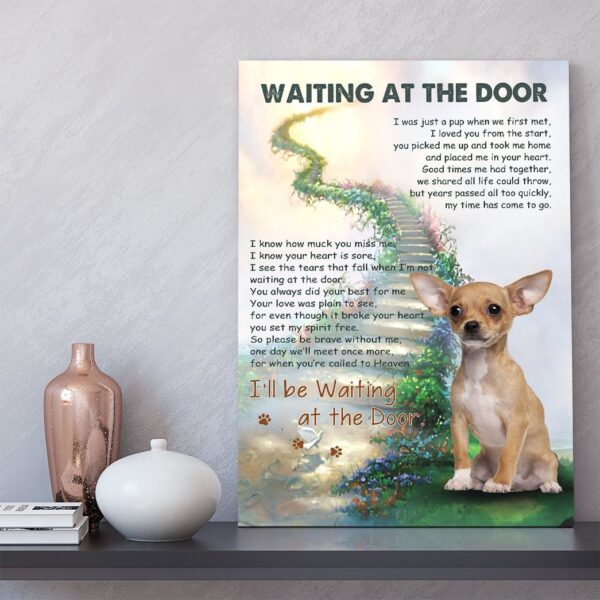 Gearhuman 3D Waiting At The Door Chihuahua Canvas GK02023 Canvas