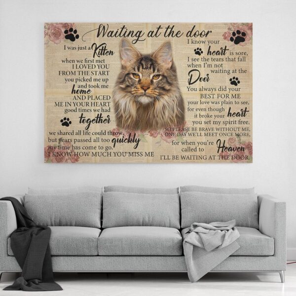 Gearhuman 3D Waiting At The Door Maine Coon Custom Canvas GB25011 Canvas