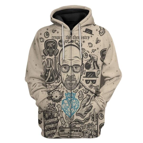 Gearhuman 3D Walter White Breaking Bad Custom Hoodie Apparel GW13071 3D Custom Fleece Hoodies Zip Hoodie S