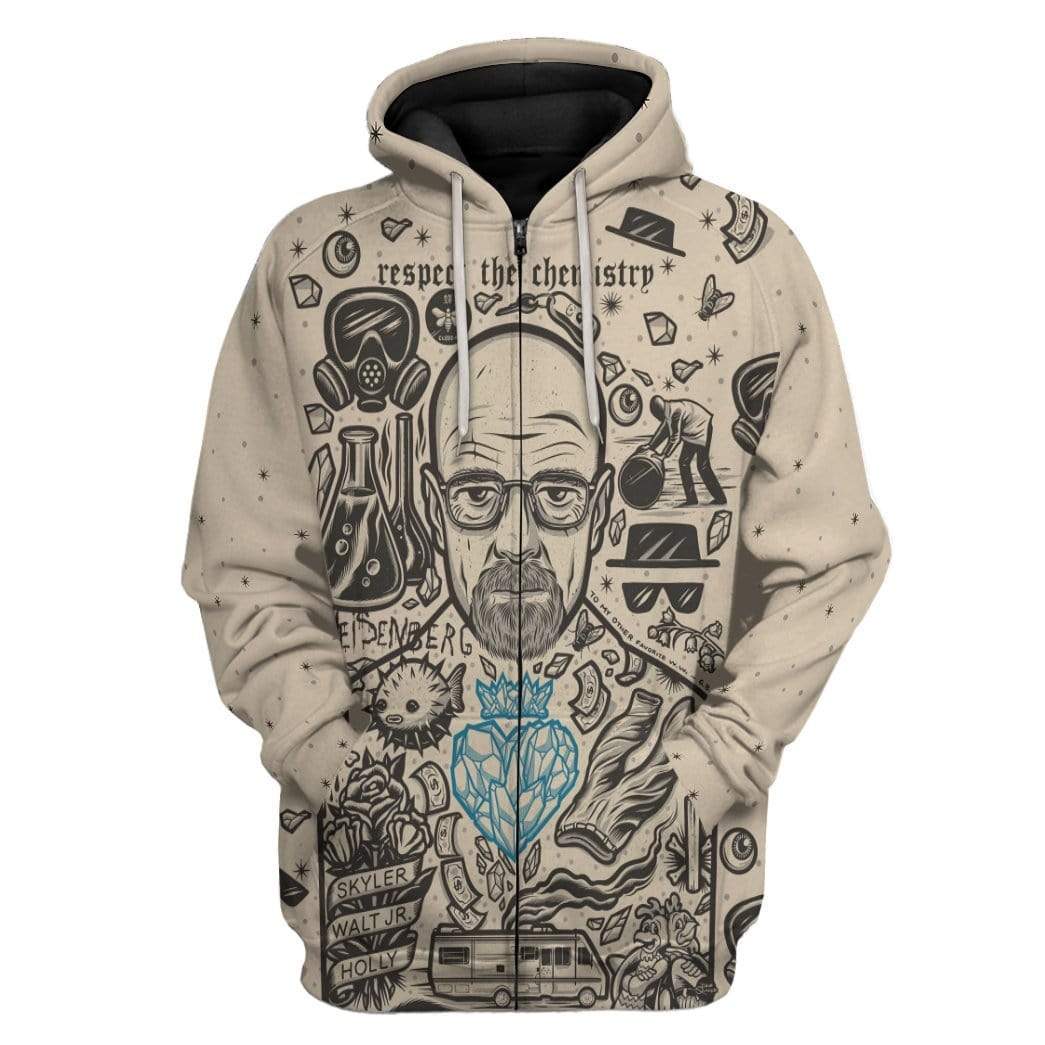 Gearhuman 3D Walter White Breaking Bad Custom Hoodie Apparel GW13071 3D Custom Fleece Hoodies Zip Hoodie S