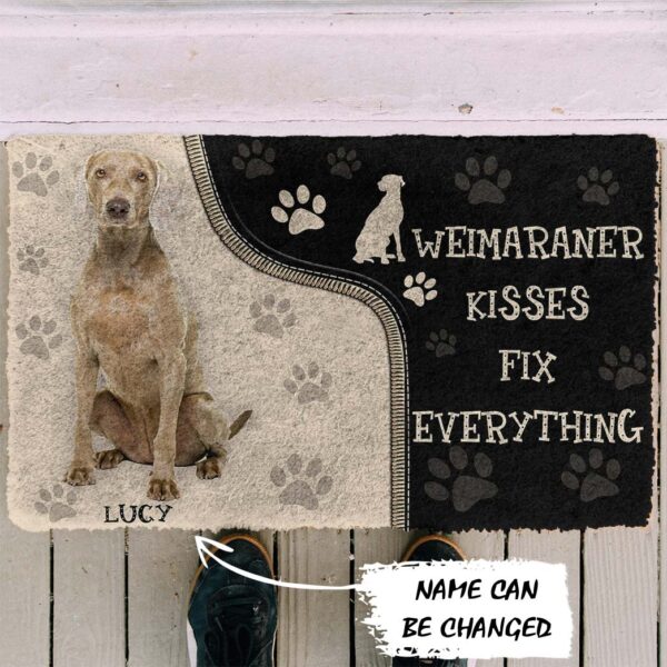Gearhuman 3D Weimaraner Kisses Fix Anything Custom Name Doormat GV03039 Doormat