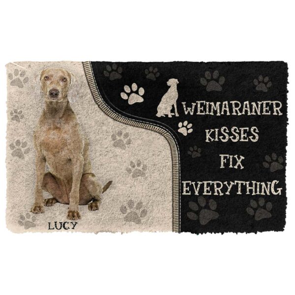 Gearhuman 3D Weimaraner Kisses Fix Anything Custom Name Doormat GV03039 Doormat Doormat S(15,8''x23,6'')