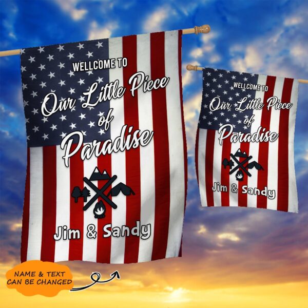 Gearhuman 3D Welcome To Our Little Piece Of Paradise Custom Name Custom Text Flag GW0807215 House Flag