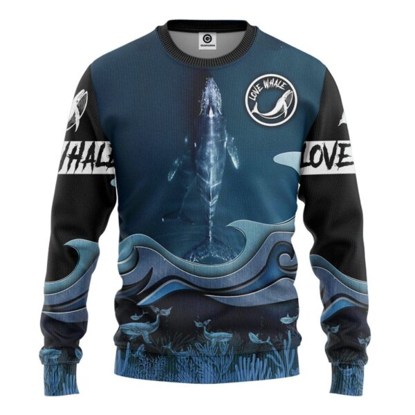 Gearhuman 3D Whale Watching Love Whale Custom Tshirt Hoodie Apparel GV12117 3D Apparel Long Sleeve S