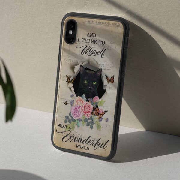Gearhuman 3D What A Wonderful World Black Cat Custom Phonecase GB28014 Glass Phone Case