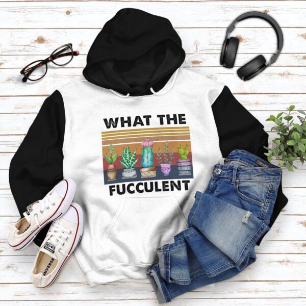 Gearhuman 3D What The Fucculent White Custom Hoodie Apparel GV29093 3D Apparel 