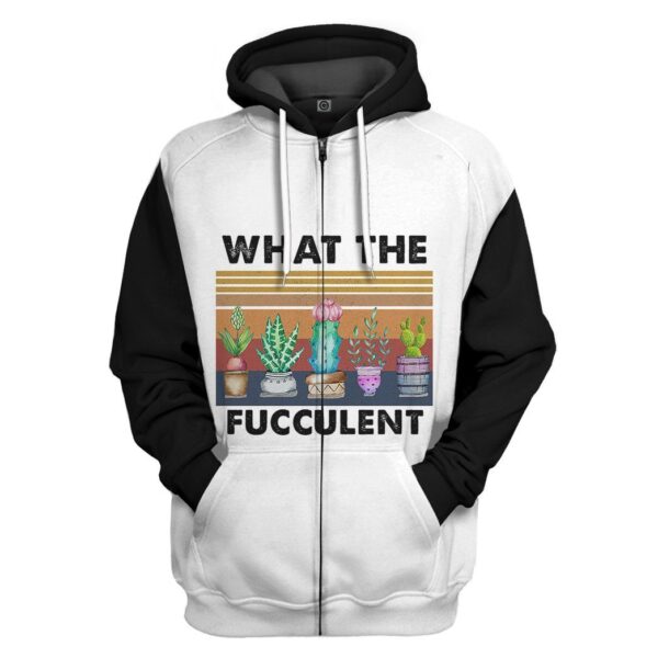 Gearhuman 3D What The Fucculent White Custom Hoodie Apparel GV29093 3D Apparel Zip Hoodie S