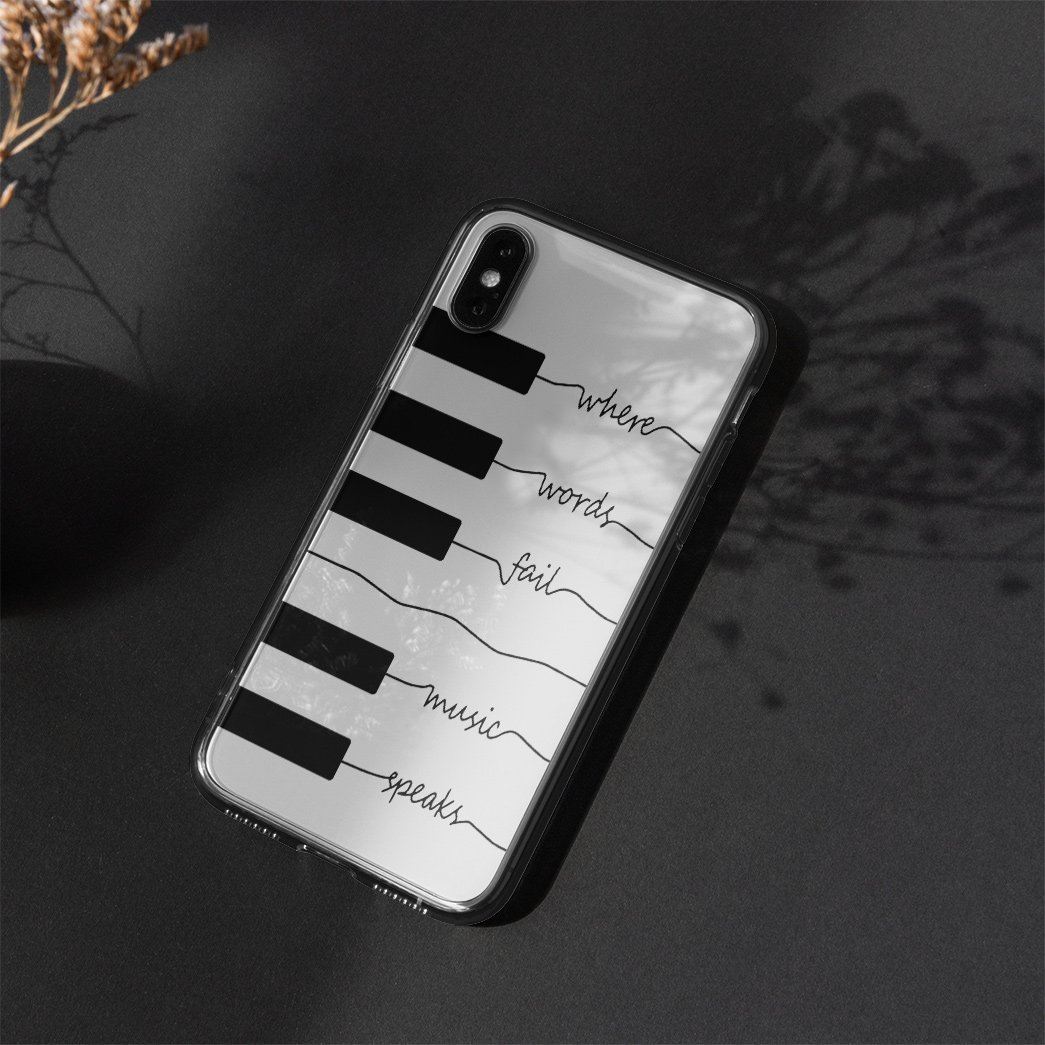 Gearhuman 3D Where Words Fail Piano Custom Phonecase GB18022 Glass Phone Case