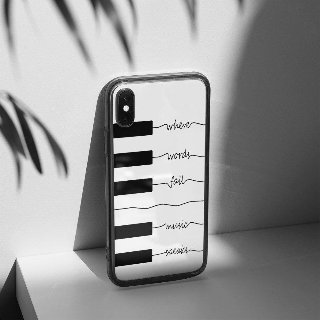 Gearhuman 3D Where Words Fail Piano Custom Phonecase GB18022 Glass Phone Case