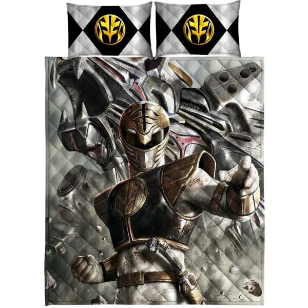 Gearhuman 3D White Power Ranger Custom Quilt Set GW12016 Quilt Set Quilt Set Twin 