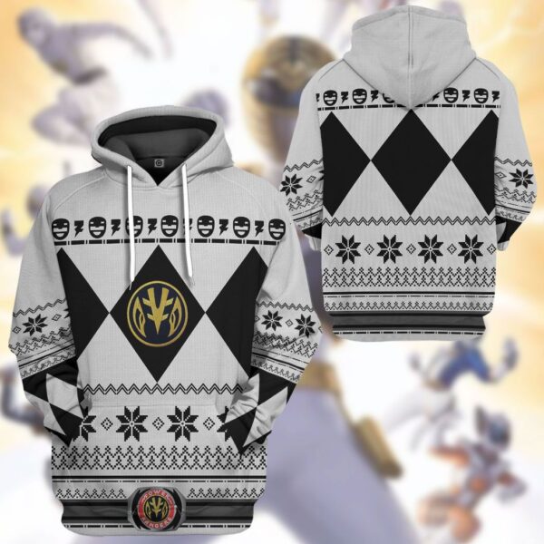 Gearhuman 3D White Power Ranger Custom Tshirt Hoodie Apparel CW29109 3D Apparel 