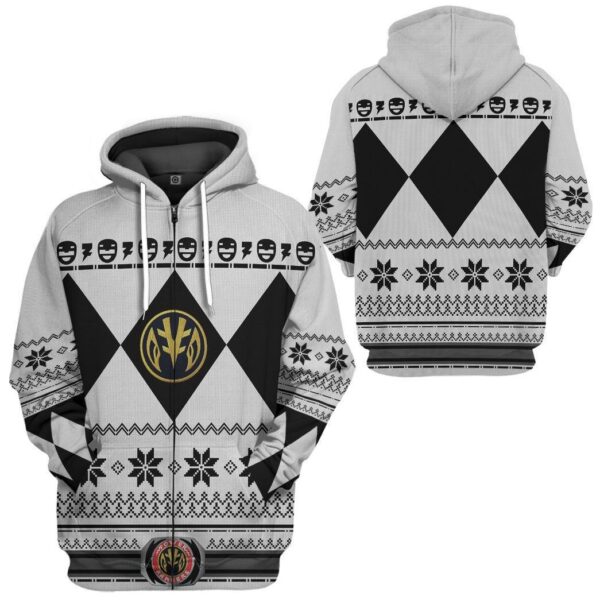 Gearhuman 3D White Power Ranger Custom Tshirt Hoodie Apparel CW29109 3D Apparel 