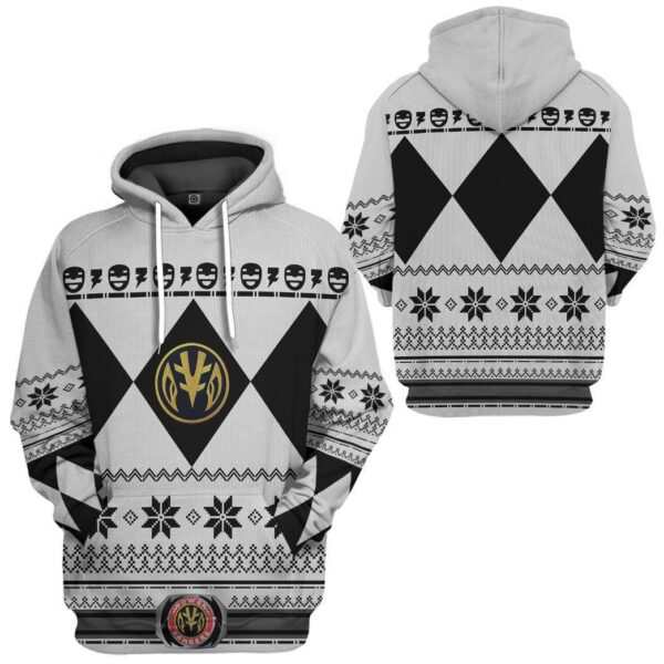 Gearhuman 3D White Power Ranger Custom Tshirt Hoodie Apparel CW29109 3D Apparel 