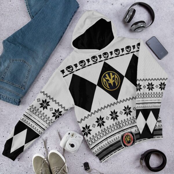 Gearhuman 3D White Power Ranger Custom Tshirt Hoodie Apparel CW29109 3D Apparel 