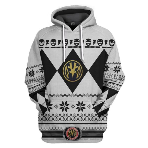 Gearhuman 3D White Power Ranger Custom Tshirt Hoodie Apparel CW29109 3D Apparel Hoodie S 