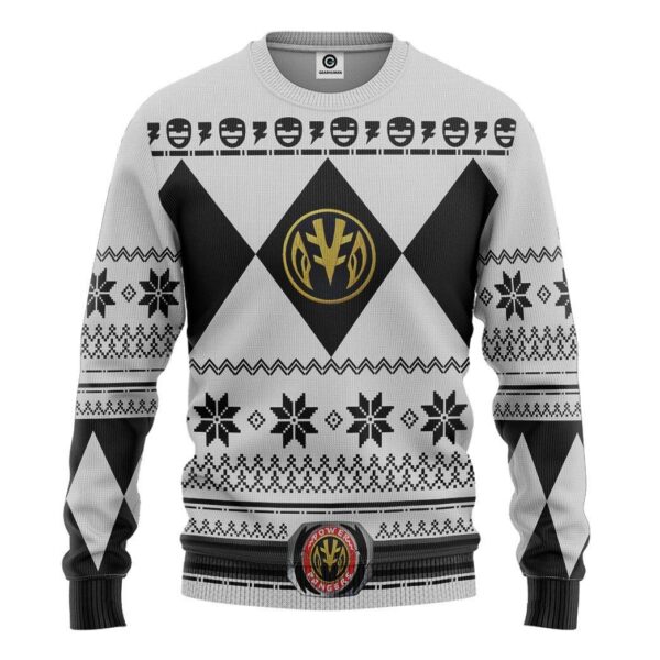 Gearhuman 3D White Power Ranger Custom Tshirt Hoodie Apparel CW29109 3D Apparel Long Sleeve S