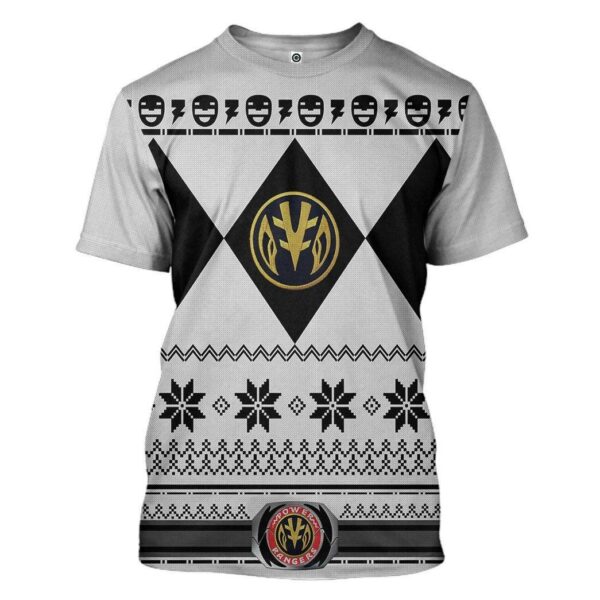 Gearhuman 3D White Power Ranger Custom Tshirt Hoodie Apparel CW29109 3D Apparel T-Shirt S 