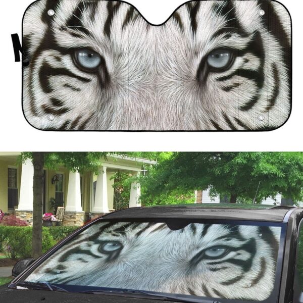 Gearhuman 3D White Tiger Eyes Car Sunshade ZK3006212 Auto Sunshade 