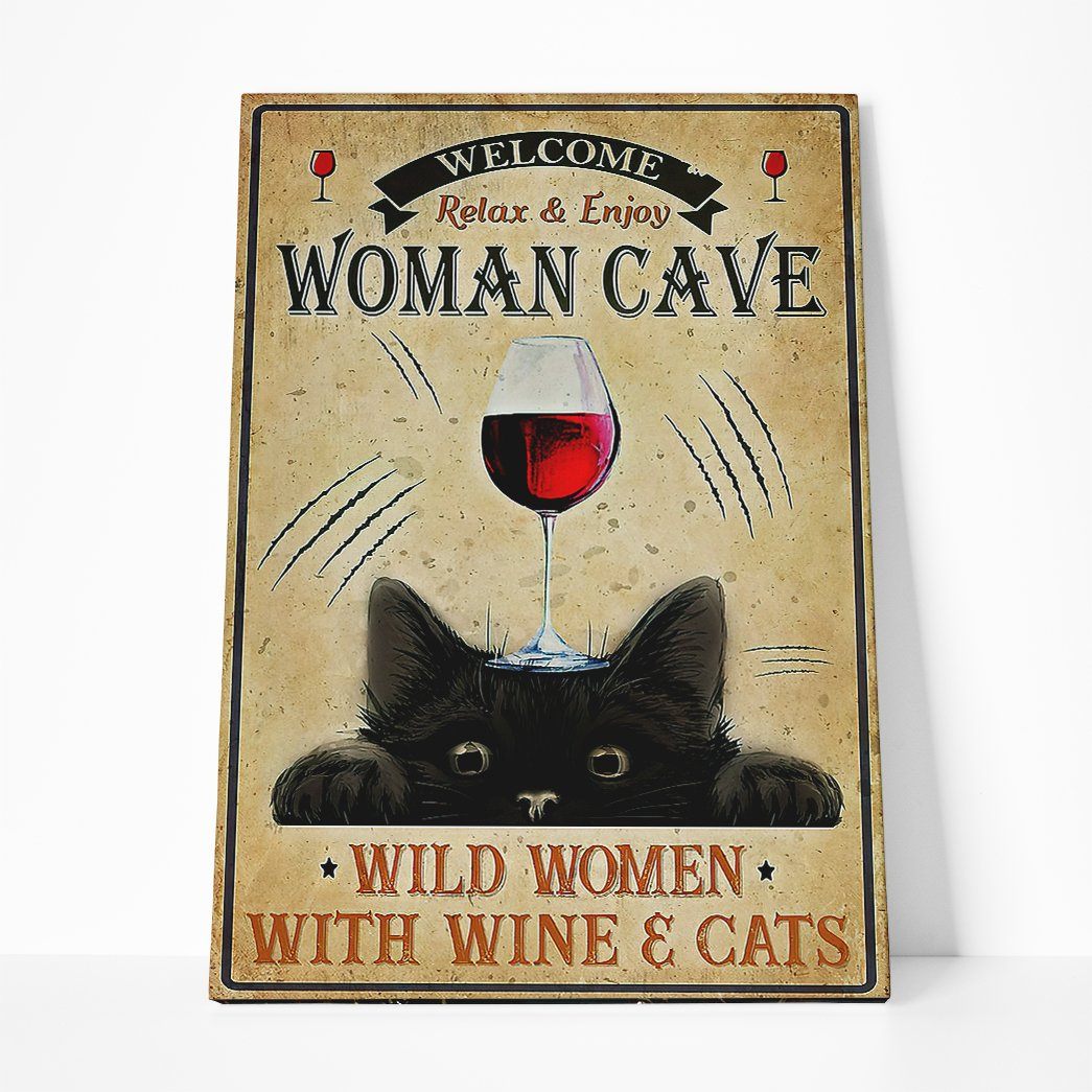 Gearhuman 3D Wild Women With Wine And Cats Canvas GB080310 Canvas 1 Piece Non Frame M