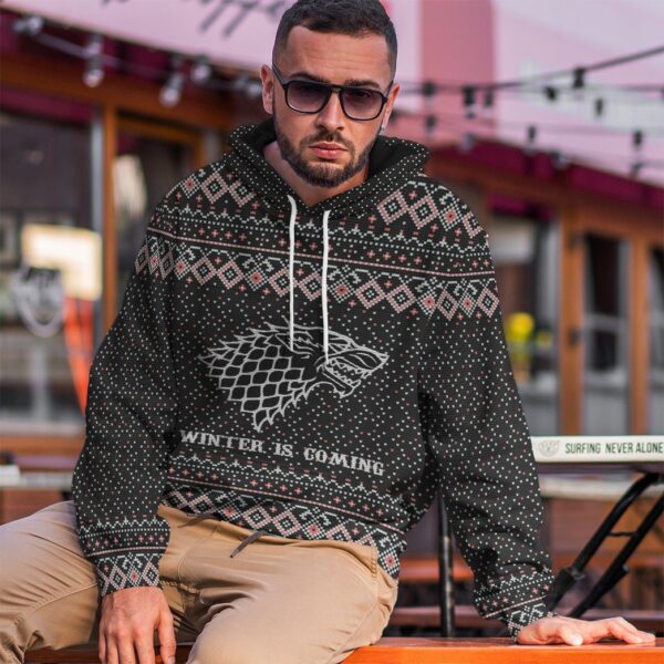 Gearhuman 3D Winter Is Coming Ugly Sweater Custom Hoodie Apparel GC081015 3D Apparel 