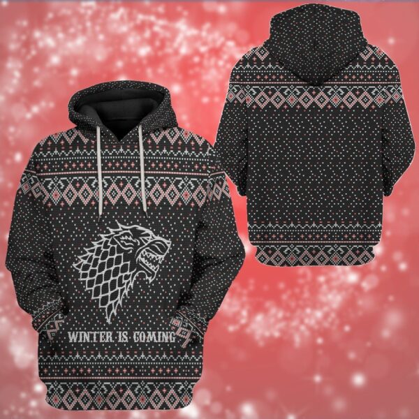 Gearhuman 3D Winter Is Coming Ugly Sweater Custom Hoodie Apparel GC081015 3D Apparel 
