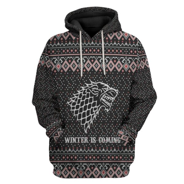Gearhuman 3D Winter Is Coming Ugly Sweater Custom Hoodie Apparel GC081015 3D Apparel Hoodie S 